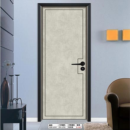 新款上市鑫順來X-6090平開叉色鑲金屬條實木烤漆門