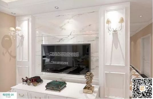 廠價新款鑫順來DQ-05掃碼豪華電視墻,掃二維碼看裝修風格