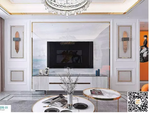 廠價上市鑫順來DQ-15掃碼豪華電視墻,掃二維碼看裝修風格